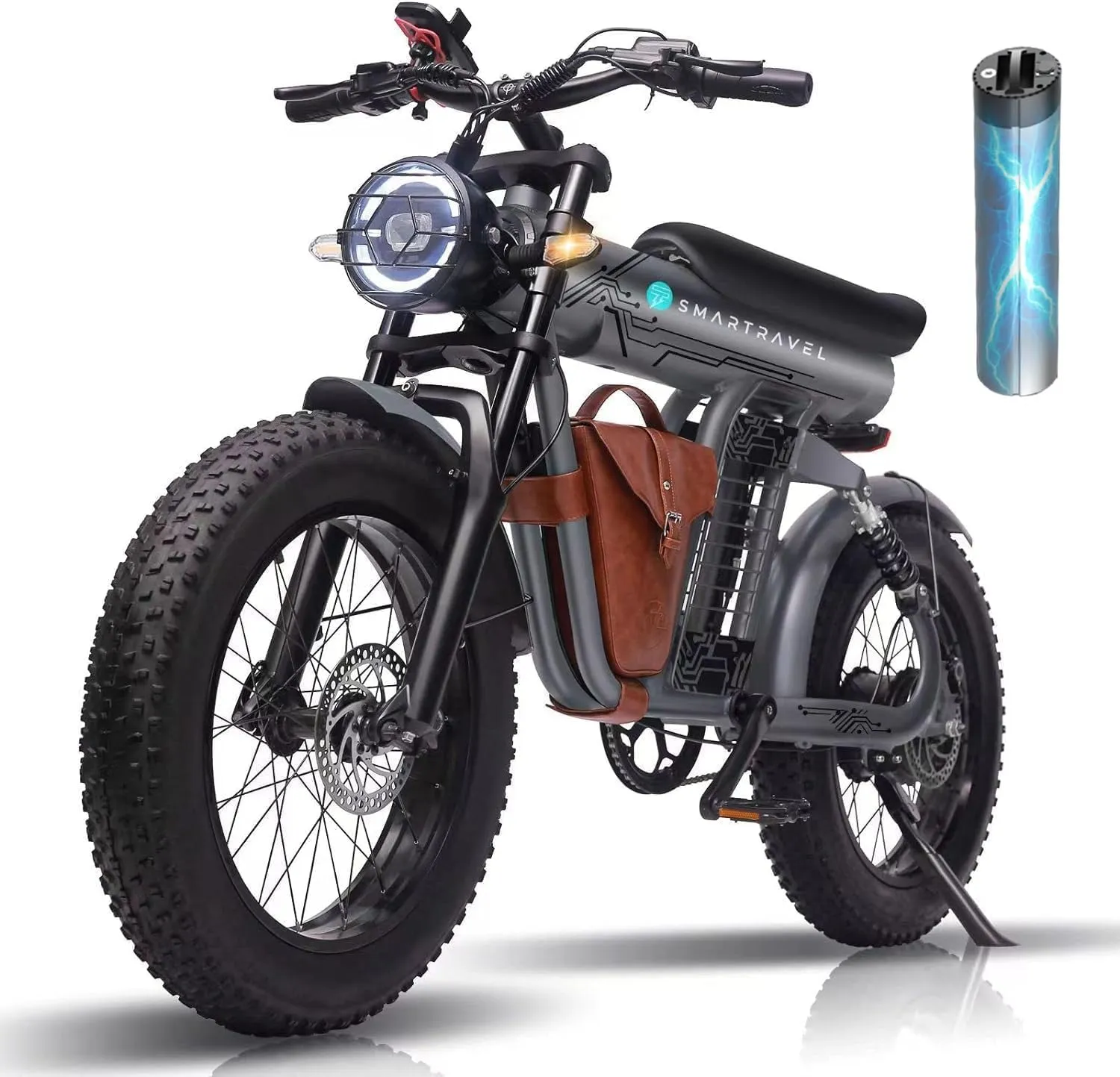 Ebike with 1200W Brushless Motor,Removable 48V 20Ah Battery,UP to 32MPH,Electric Mountain Bike with 20" Fat Tire with Front/Rear Turn Signals for Men Women,Travel Bag