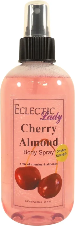 Eclectic Lady Cherry Almond Body Spray, Double Strength, 8 ounces, Body Mist for Women with Clean, Light & Gentle Fragrance, Cologne with Soft, Subtle Aroma For Daily Use