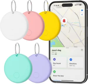 Eelexa Smart Air Tags 2025 for Apple Find My, 5 Pack Waterproof Bluetooth Trackers for Keys, Luggage, Wallet, iOS Key Finder with Replaceable Battery, Macaron Colors Birthday Gifts