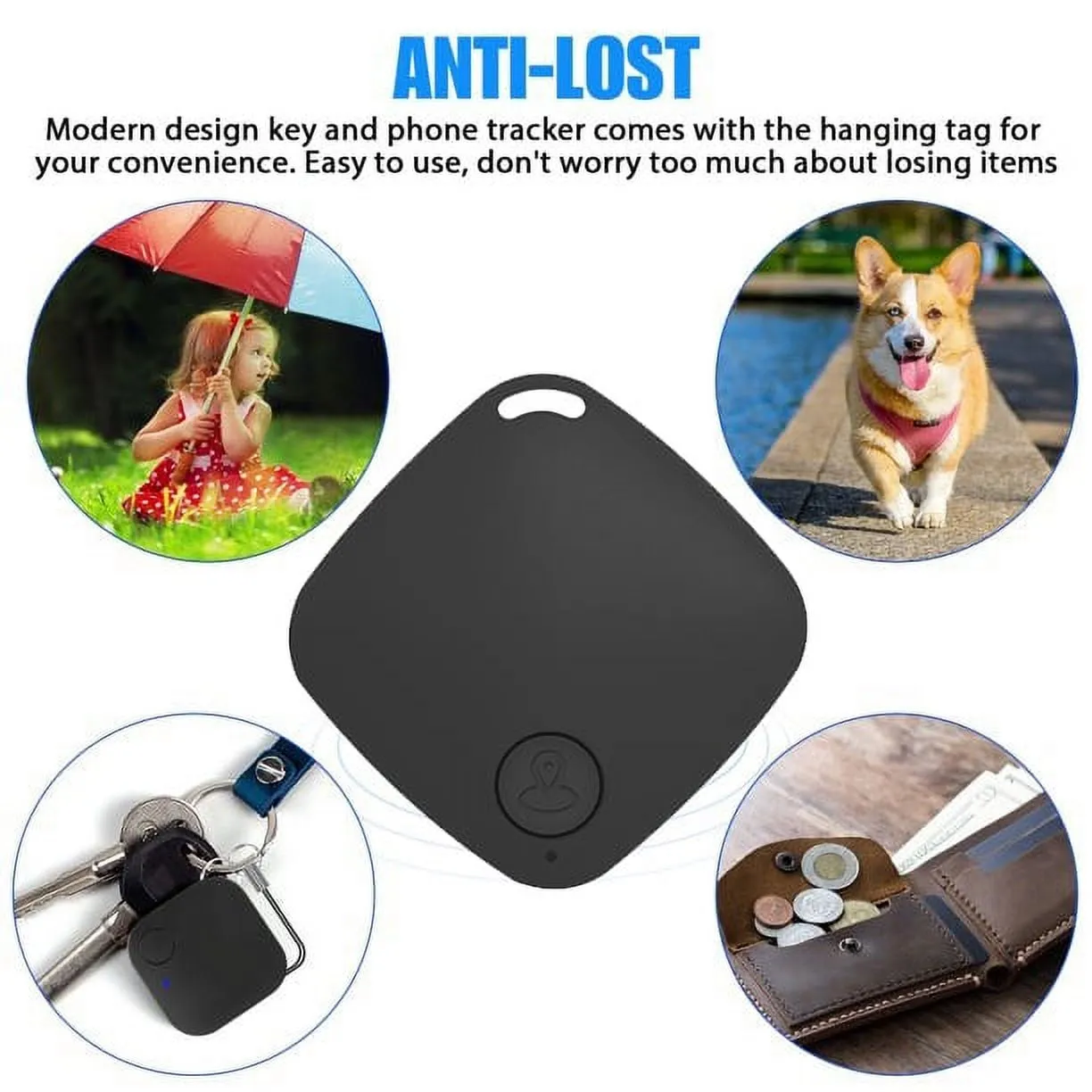 EIMELI 4Pcs Anti-lost Bluetooth Smart Tracker,Pet Child Wallet Key Mini Locator GPS Finder Alarm,Dog Cat Kids Car Wallet Accessories
