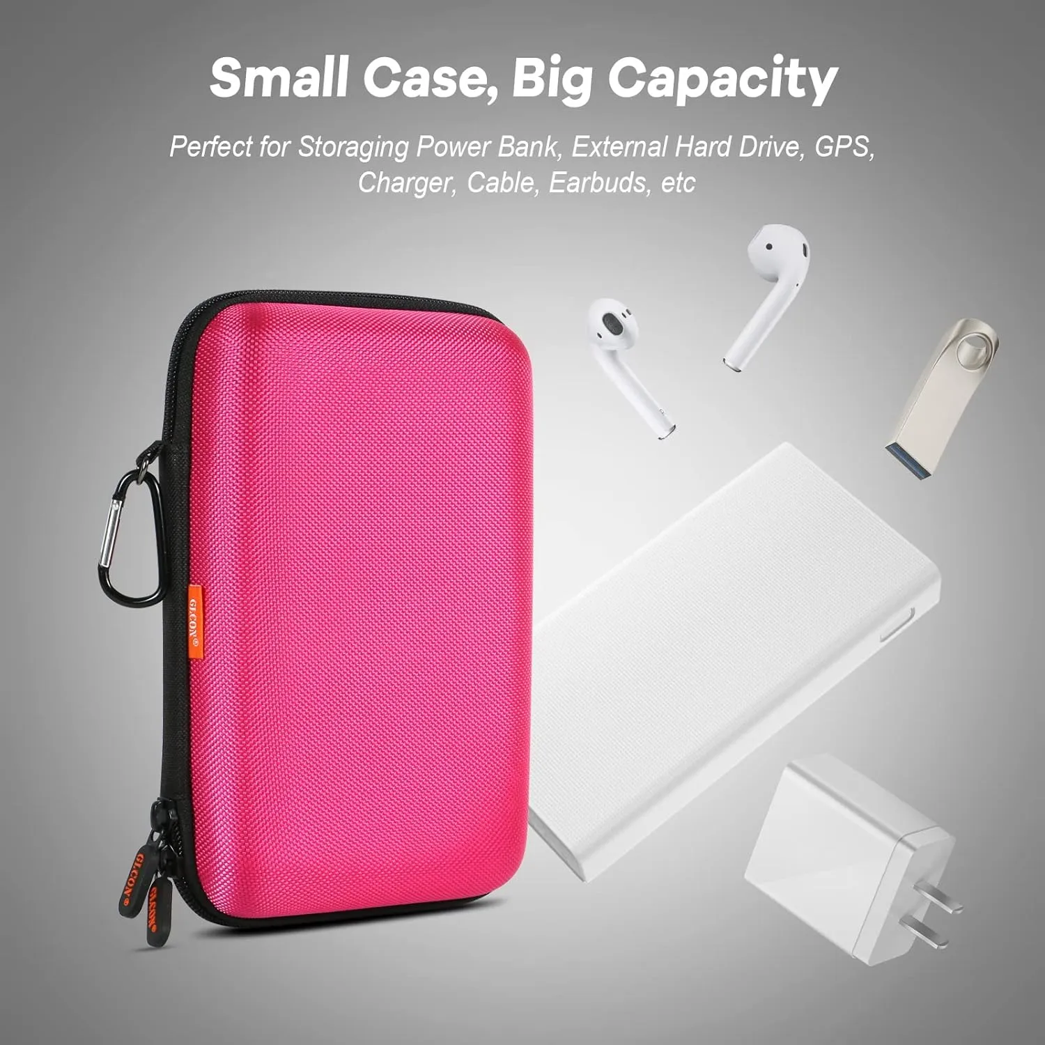 Electronics Tech Organizer Portable Travel Case - Hard Shell Protective Carrying Case for External Hard Drive, Phone Charger, Power Bank, Small Gadgets Storage Pouch Bag