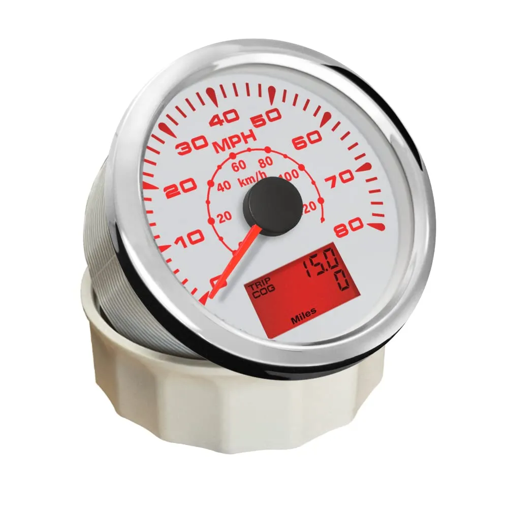 ELING 3 3/8" Waterproof Marine Auto GPS Speedometer Odometer Kit 0-80MPH 0-120KM/H with ODO Course Tripmeter 85mm 12V 24V