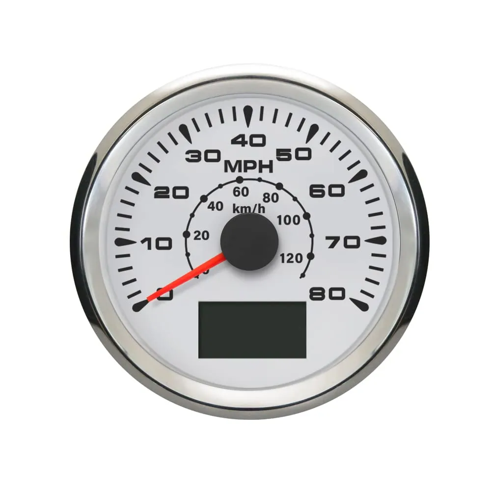 ELING 3 3/8" Waterproof Marine Auto GPS Speedometer Odometer Kit 0-80MPH 0-120KM/H with ODO Course Tripmeter 85mm 12V 24V