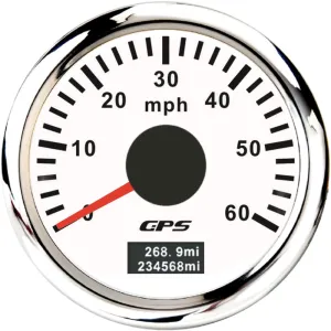 ELING 52mm GPS Speedometer 60MPH Odometer with Tripmeter GPS Antenna 7 Colors Backlight 12V 24V