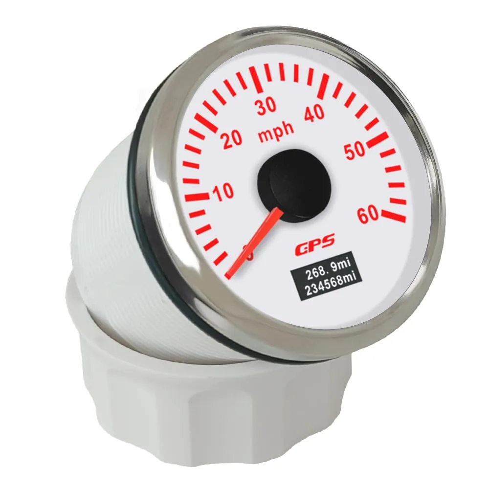 ELING 52mm GPS Speedometer 60MPH Odometer with Tripmeter GPS Antenna 7 Colors Backlight 12V 24V