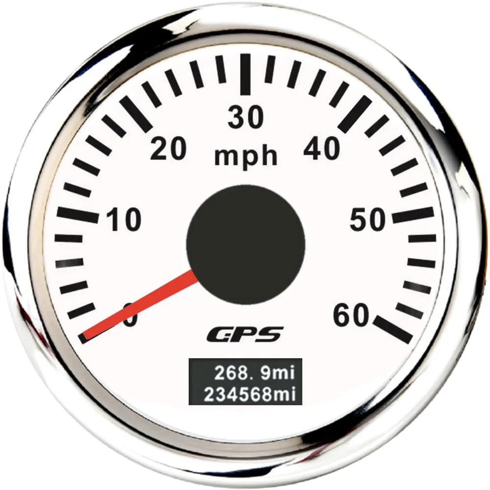ELING 52mm GPS Speedometer 60MPH Odometer with Tripmeter GPS Antenna 7 Colors Backlight 12V 24V