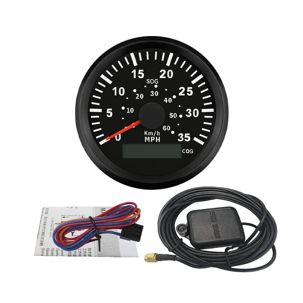 ELING Marine GPS Speedometer Speedo Gauge 35MPH with Backlight for Boat Yacht Ship Vessel 3-3/8'' (85mm) 12 24 Volt (LED Shows Course not Odometer)