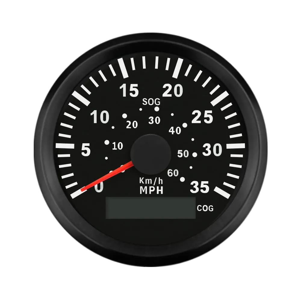 ELING Marine GPS Speedometer Speedo Gauge 35MPH with Backlight for Boat Yacht Ship Vessel 3-3/8'' (85mm) 12 24 Volt (LED Shows Course not Odometer)