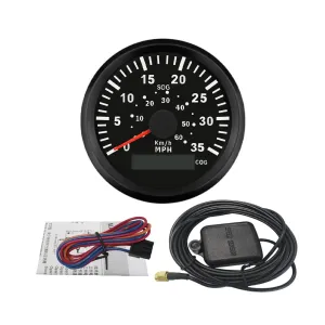 ELING Marine GPS Speedometer Speedo Gauge 35MPH with Backlight for Boat Yacht Ship Vessel 3-3/8'' (85mm) 12 24 Volt (LED Shows Course not Odometer)