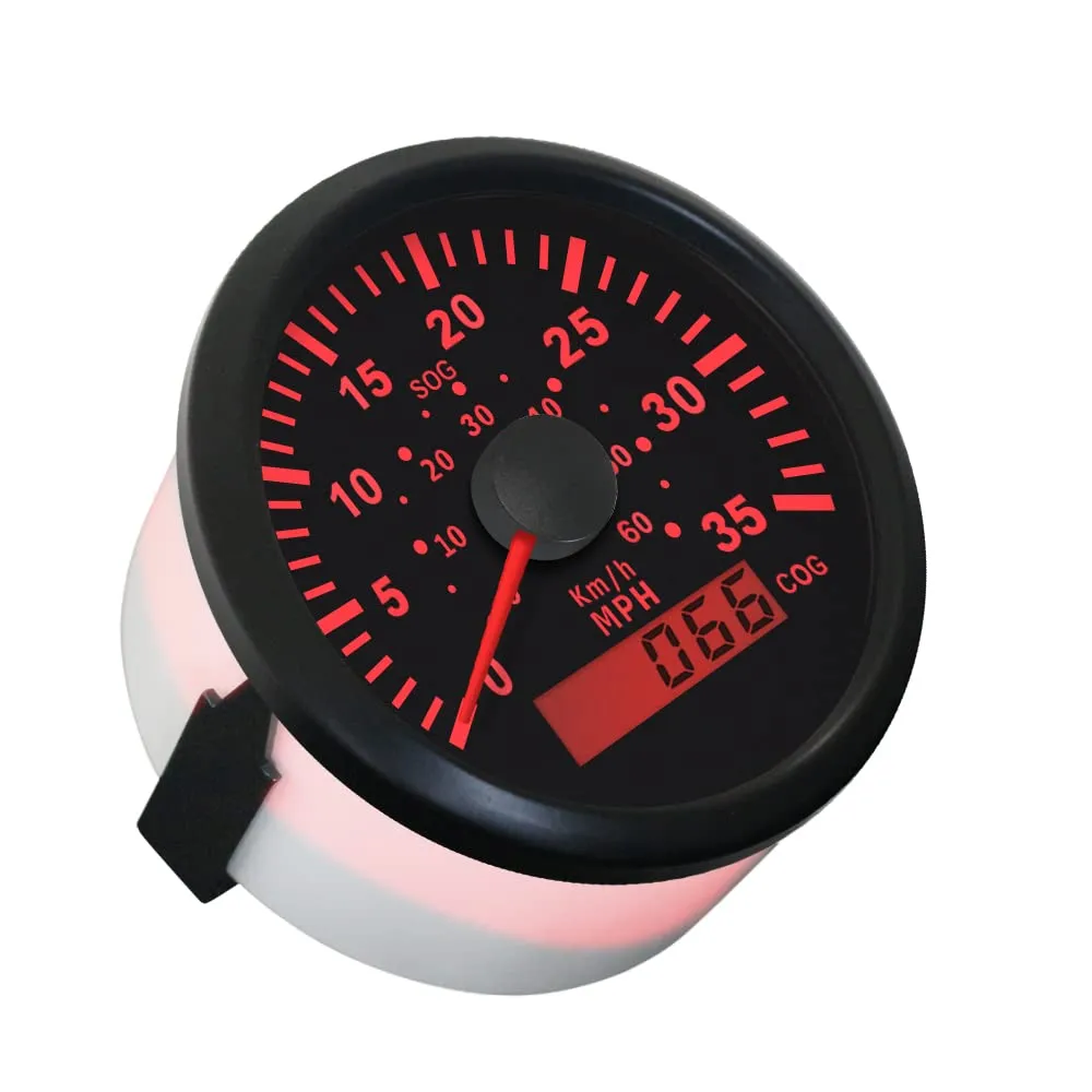 ELING Marine GPS Speedometer Speedo Gauge 35MPH with Backlight for Boat Yacht Ship Vessel 3-3/8'' (85mm) 12 24 Volt (LED Shows Course not Odometer)