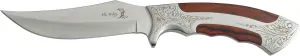 Elk Ridge - Outdoors Fixed Blade Knife - 9.8-in Overall, 5-in Satin Finish Stainless Steel Blade, Wood and Metal Handle with Etched Pattern, Nylon Sheath - ER-269