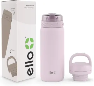 Ello Cooper 18oz Kids Stainless Steel Water Bottle with 2 Lids Chug and Straw | Leak Proof Double Wall Vacuum Insulated | Fits Car Cupholder | Built in Carry Loop | Dishwasher Safe | Cashmere Pink