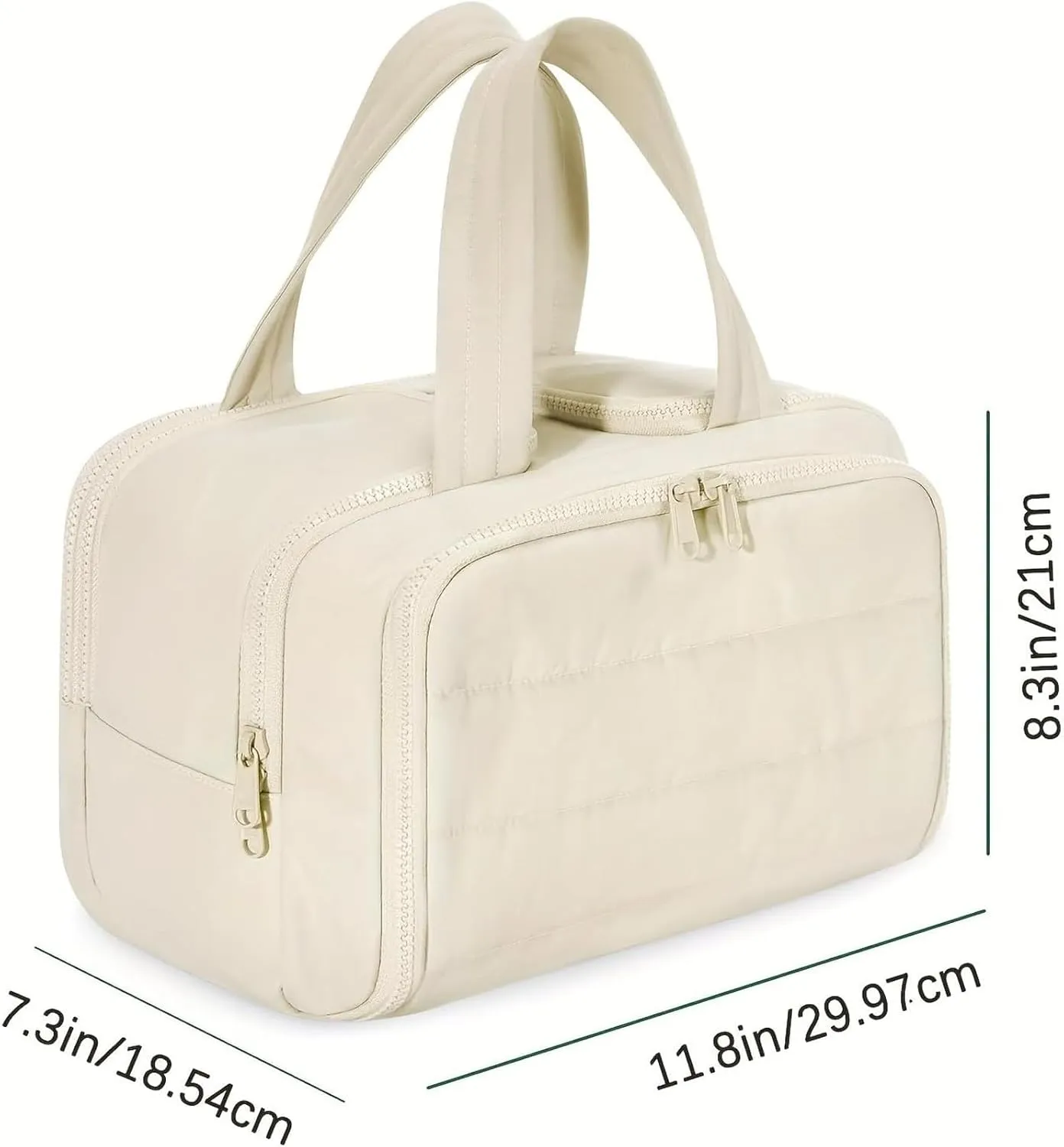 Elouva Toiletry Bag, Large Capacity Wide-Open Travel Cosmetic Bag, 4-in-1 MultiFunctional Lightweight Makeup Bags for Women with Handle for Accessories, Toiletries (Beige, 29.97x18.54x21.08cm)