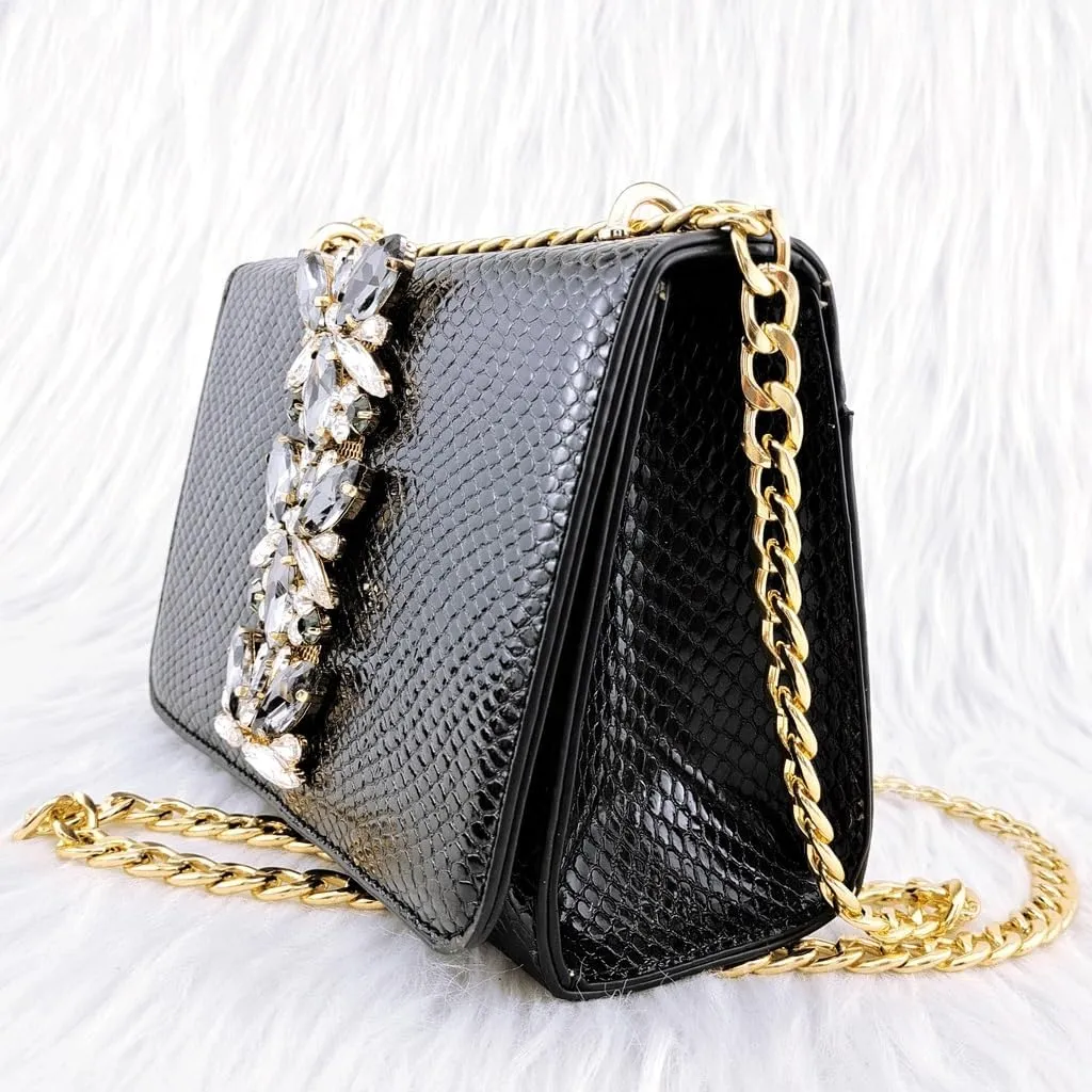 Embossed Varnish with Large Diamonds adorns Classic Noble Women's Shoes and Bag Sets(41)