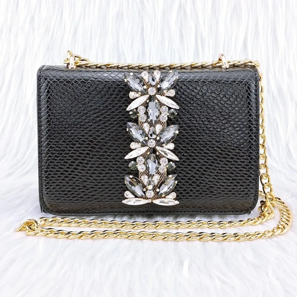 Embossed Varnish with Large Diamonds adorns Classic Noble Women's Shoes and Bag Sets(41)