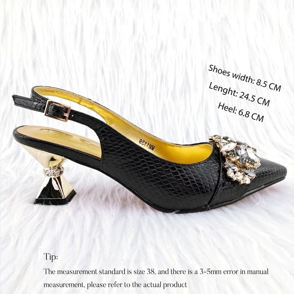 Embossed Varnish with Large Diamonds adorns Classic Noble Women's Shoes and Bag Sets(41)