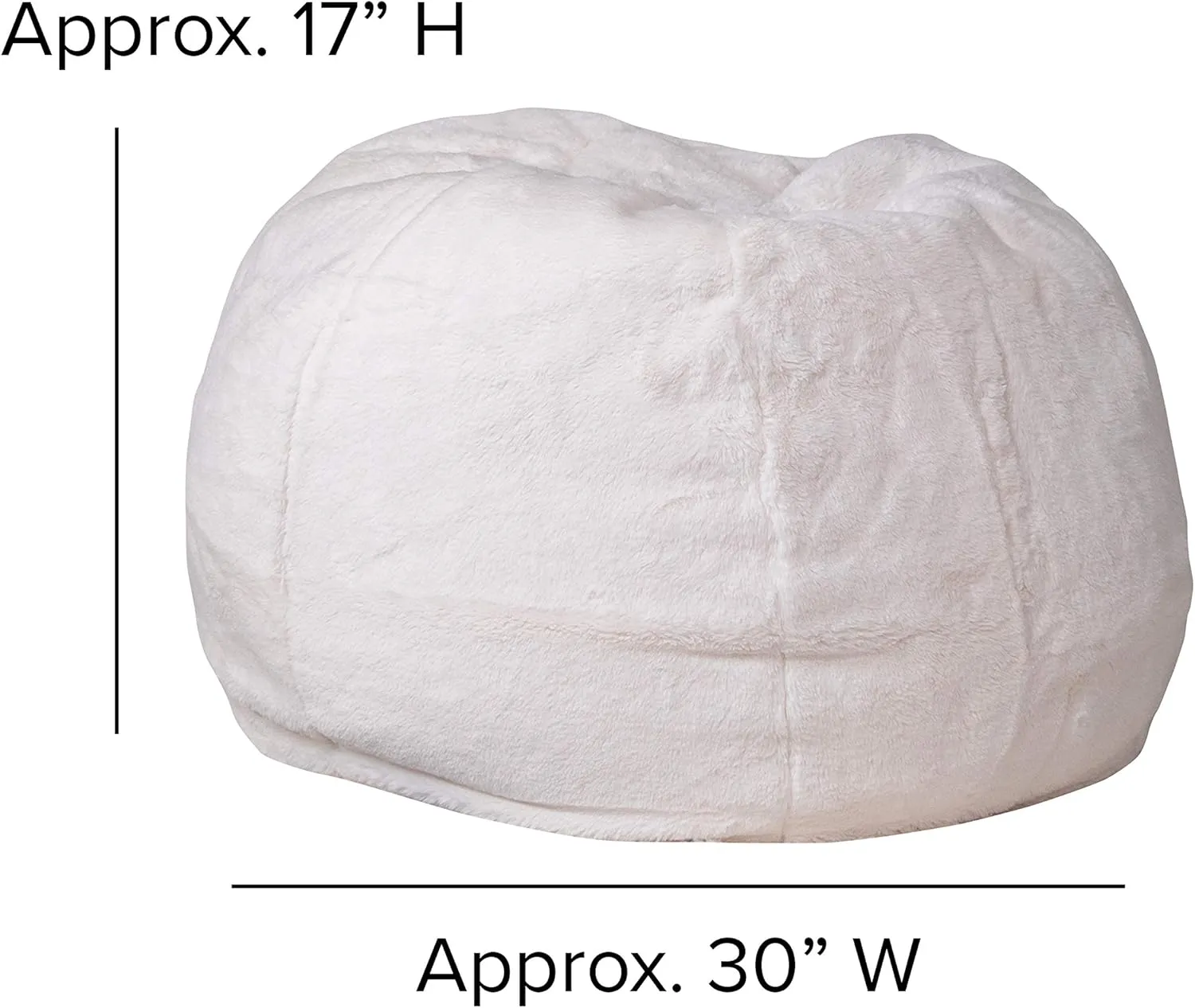 EMMA   OLIVER Small White Furry Bean Bag Chair for Kids and Teens