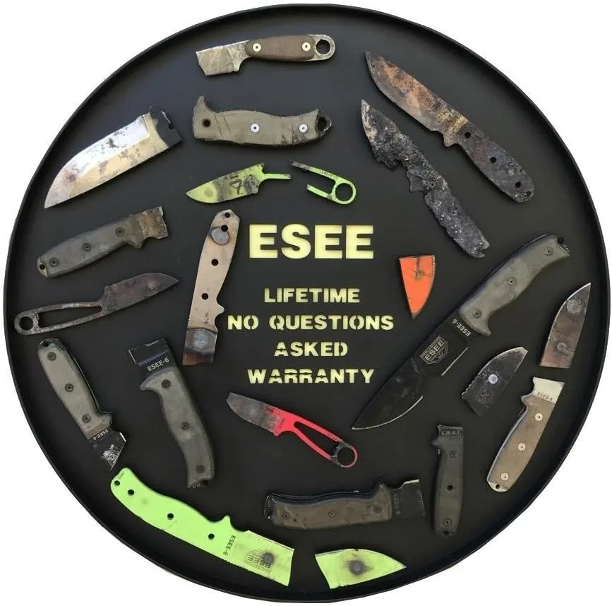 ESEE Authentic Candiru Tactical Survival Knife - Molded Sheath Belt Clip Plate (Dark Earth Blade, Black Molded Sheath)