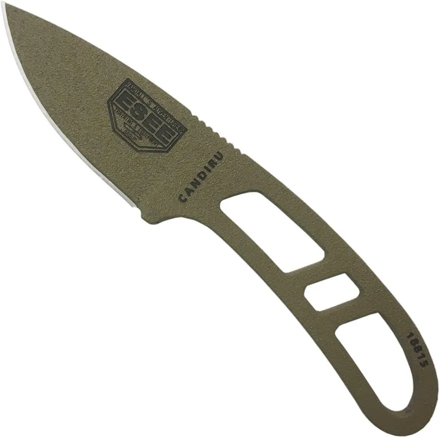ESEE Authentic Candiru Tactical Survival Knife - Molded Sheath Belt Clip Plate (Dark Earth Blade, Black Molded Sheath)