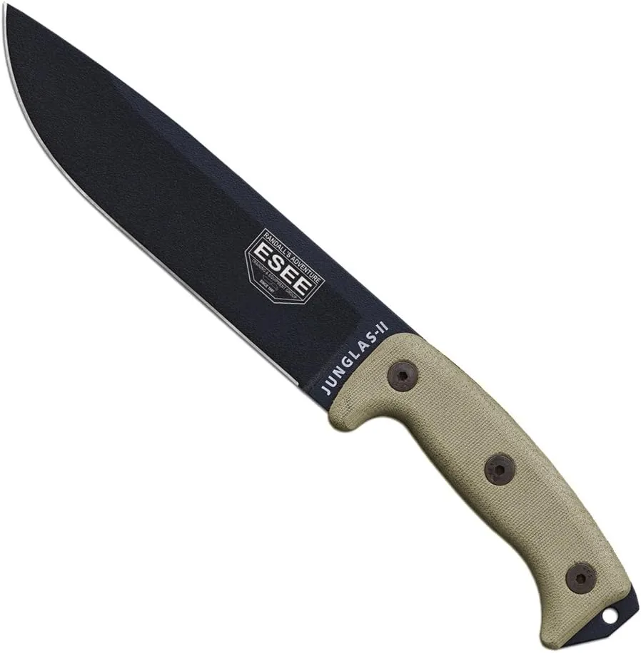 ESEE Authentic JUNGLAS Survival Knife, Kydex Sheath, MOLLE Backing