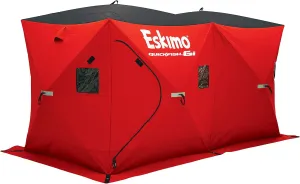 Eskimo 36150 QuickFish™ 6I Insulated Pop-Up Hub-Style Ice Fishing Shelter, 68 Square Feet of Fishable Area, 6 Person Shelter, Red/Black