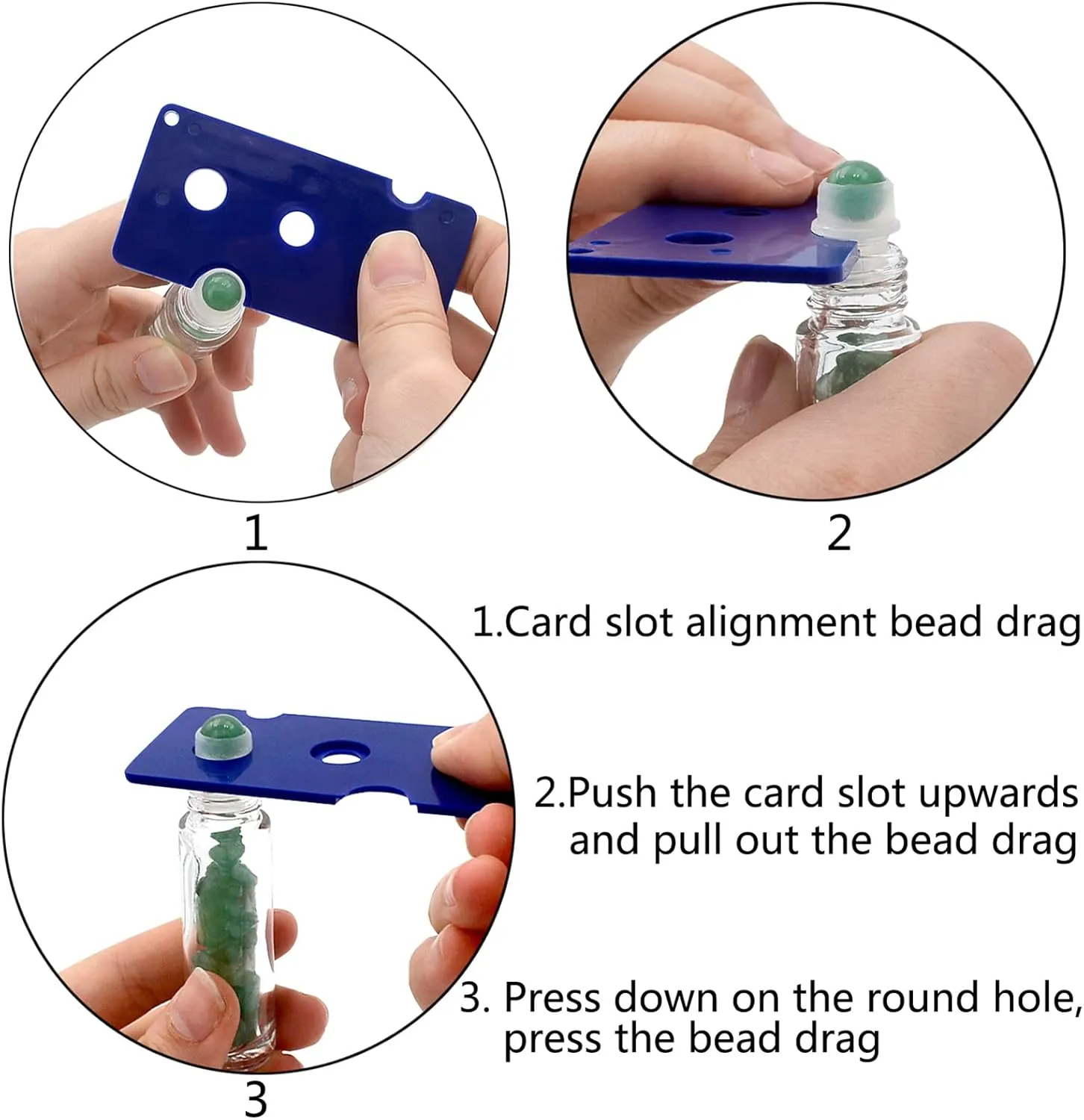Essential Oil Roller Bottle EVA Carrying Travel Case and 10pcs Essential Oil Gemstone Roller Ball Bottles Frosted Glass Inside 10ml Healing Crystal Chips Feng Shui Roller (Green aventurine)