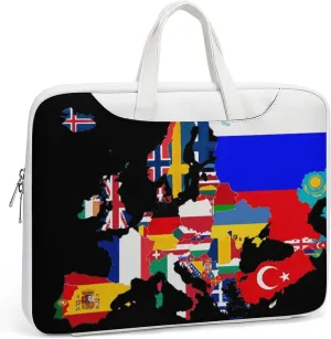 Europe Flags Map Printed Laptop Sleeve Case Lightweight Computer Carrying Bag for Men Women Work Travel