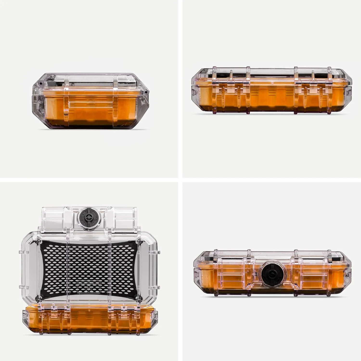 Evergreen 56 Clear Waterproof Dry Box Protective Case Colored Rubber Insert - Travel Safe/MilSpec/USA Made - Tackle Organization of Cameras, Phones, Camping, Fishing, Travel, Water Sports (Orange)
