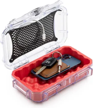 Evergreen 56 Clear Waterproof Dry Box Protective Case Colored Rubber Insert - Travel Safe/MilSpec/USA Made - Tackle Organization of Cameras, Phones, Camping, Fishing, Travel, Water Sports (Red)