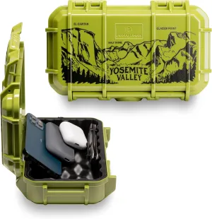 Evergreen X National Parks 56 EDC Dry Box Protective Case - National Parks Gift - for Phones, Camping, Travel, Adventure (Yosemite National Park, Green)