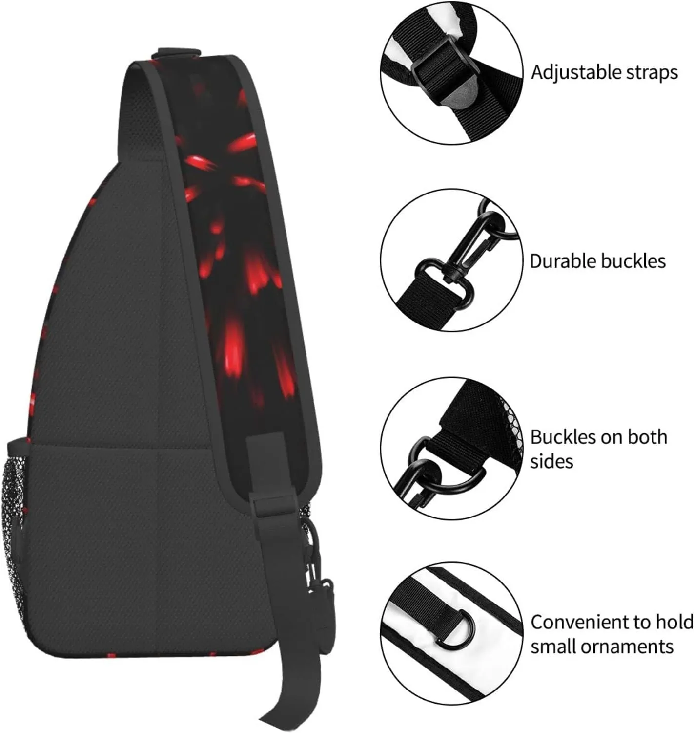 Explosion Firework 3d Unisex Crossbody Backpack Travel Hiking Casual Chest Bags Lightweight Fashion