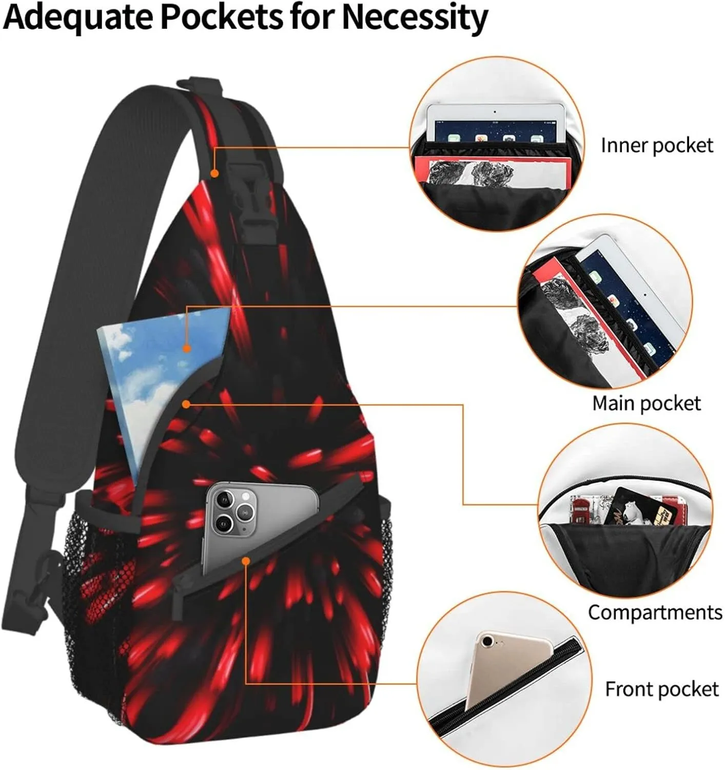 Explosion Firework 3d Unisex Crossbody Backpack Travel Hiking Casual Chest Bags Lightweight Fashion