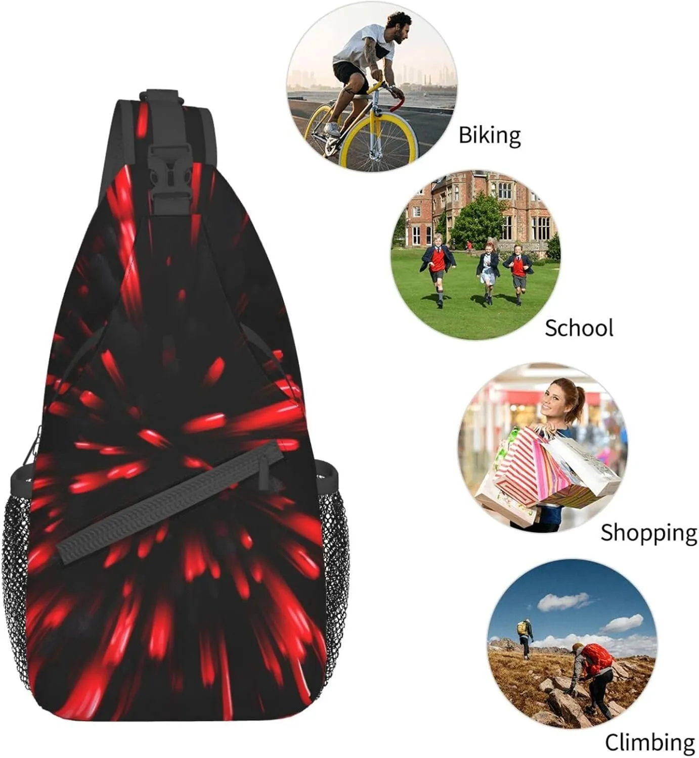 Explosion Firework 3d Unisex Crossbody Backpack Travel Hiking Casual Chest Bags Lightweight Fashion