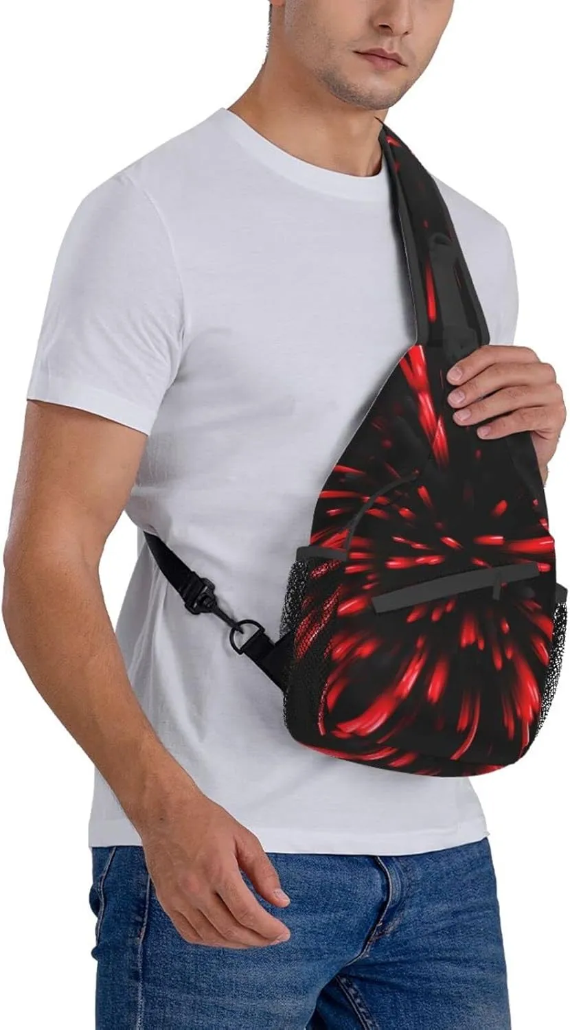 Explosion Firework 3d Unisex Crossbody Backpack Travel Hiking Casual Chest Bags Lightweight Fashion