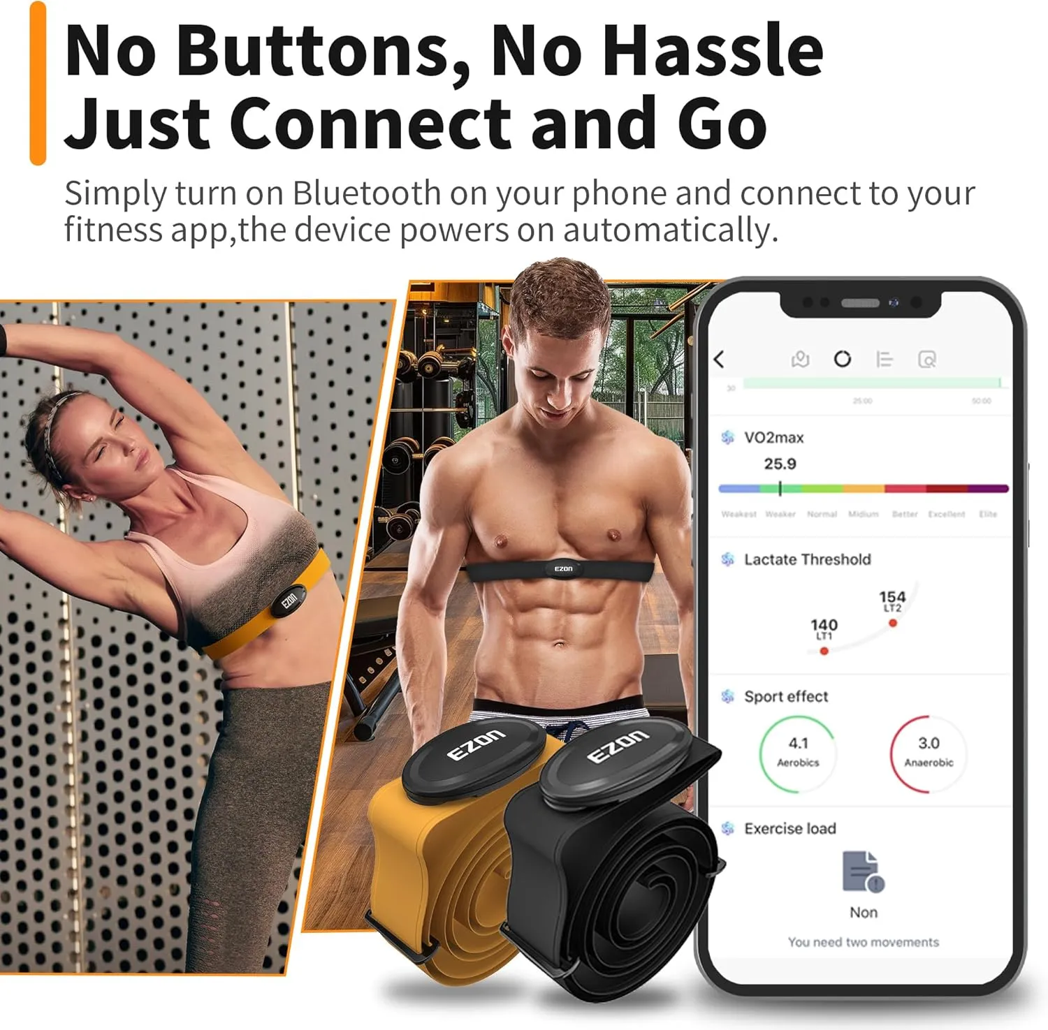 EZON Heart Rate Monitor Chest Strap C009Pro,ANT & Bluetooth 5.1 Dual Protocol, Up to 12 Months Battery Life,Compatible with Polar/Strava/Wahoo/Peloton, Ideal for Fitness Training Running Cycling