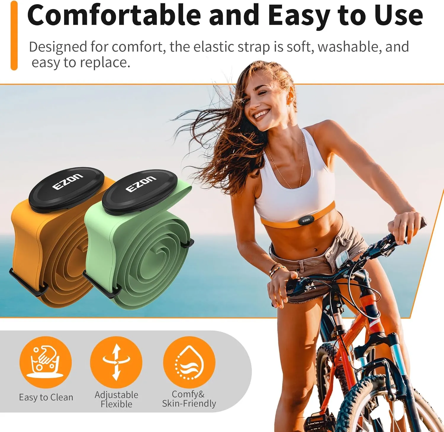 EZON Heart Rate Monitor Chest Strap C009Pro,ANT & Bluetooth 5.1 Dual Protocol, Up to 12 Months Battery Life,Compatible with Polar/Strava/Wahoo/Peloton, Ideal for Fitness Training Running Cycling