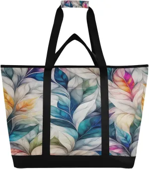 Fantasy Woodland Leaves Reusable Insulated Lunchbox Cooler Bag, Leakproof Kitchen Grocery Bag Collapsible Portable Cooler Tote Bag for Picnic, Camping, Office, Travel