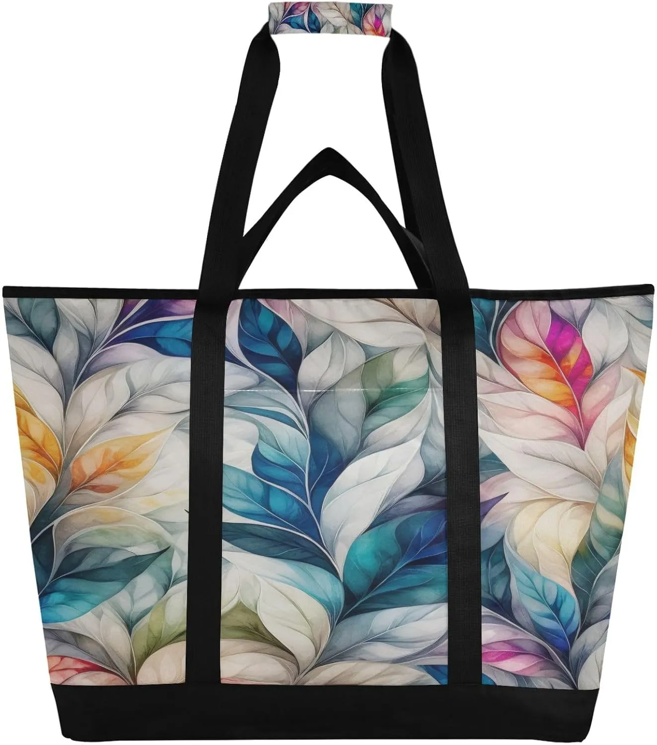 Fantasy Woodland Leaves Reusable Insulated Lunchbox Cooler Bag, Leakproof Kitchen Grocery Bag Collapsible Portable Cooler Tote Bag for Picnic, Camping, Office, Travel