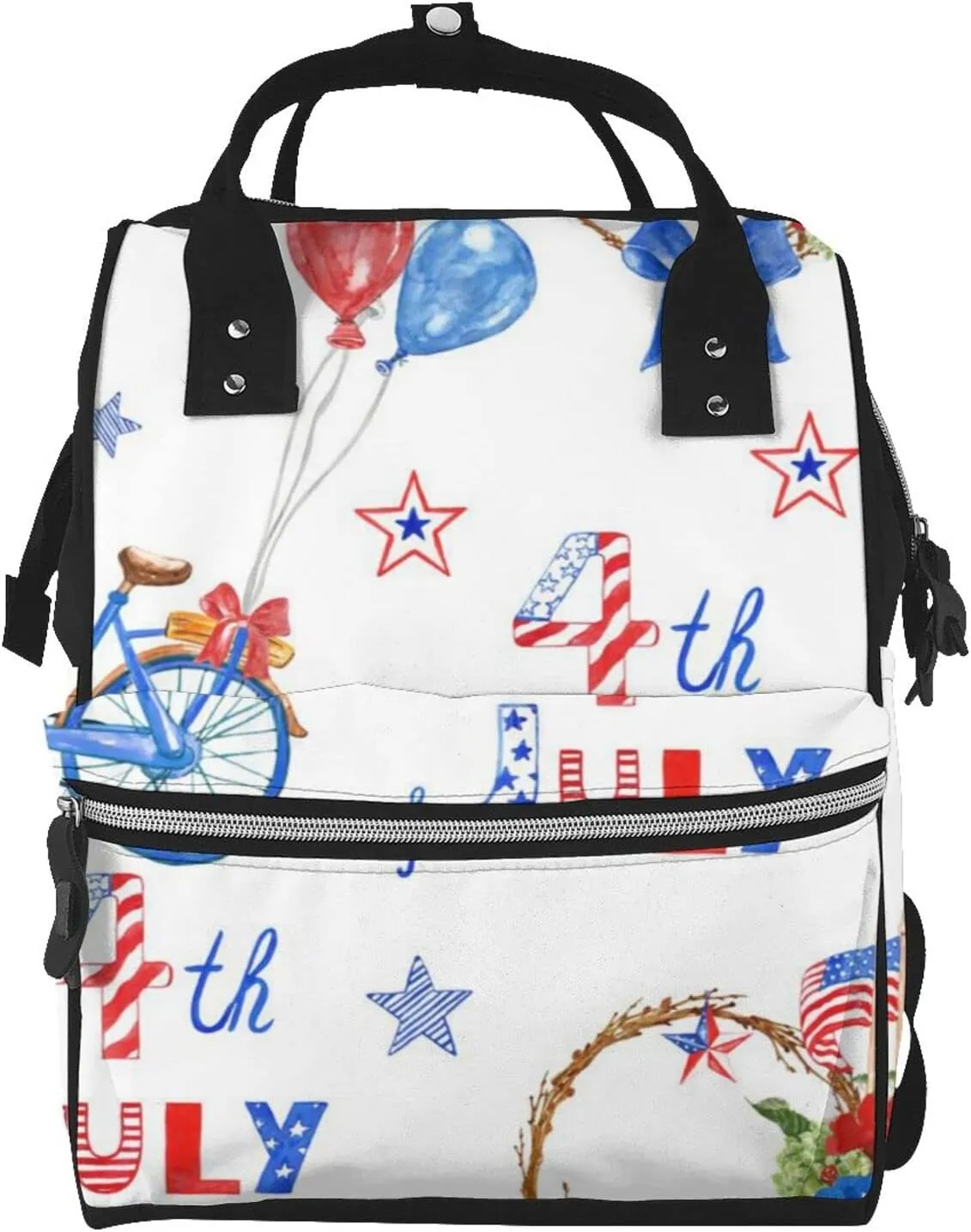 Fashion Diaper Bag Mummy Backpack 4th Of July Day Blue Flag Nappy Bag Large Capacity Baby Care Bags For Mom Dad