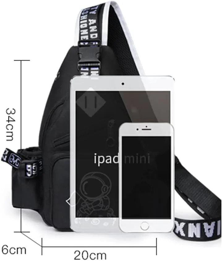 Fashion One-Shoulder Backpack Youth Leisure Backpack With USB Port Earphone Hole, Cartoon Luminous Pattern
