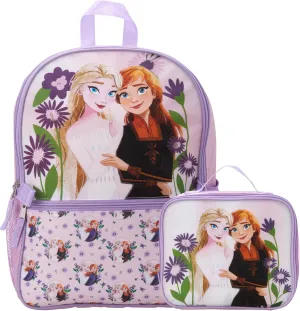 Fast Forward Kids Backpack - Disney Frozen Spider-Man Paw Patrol - 15" School Bookbag with Lunch Box for Boys and Girls, Size One Size, Frozen Lavender