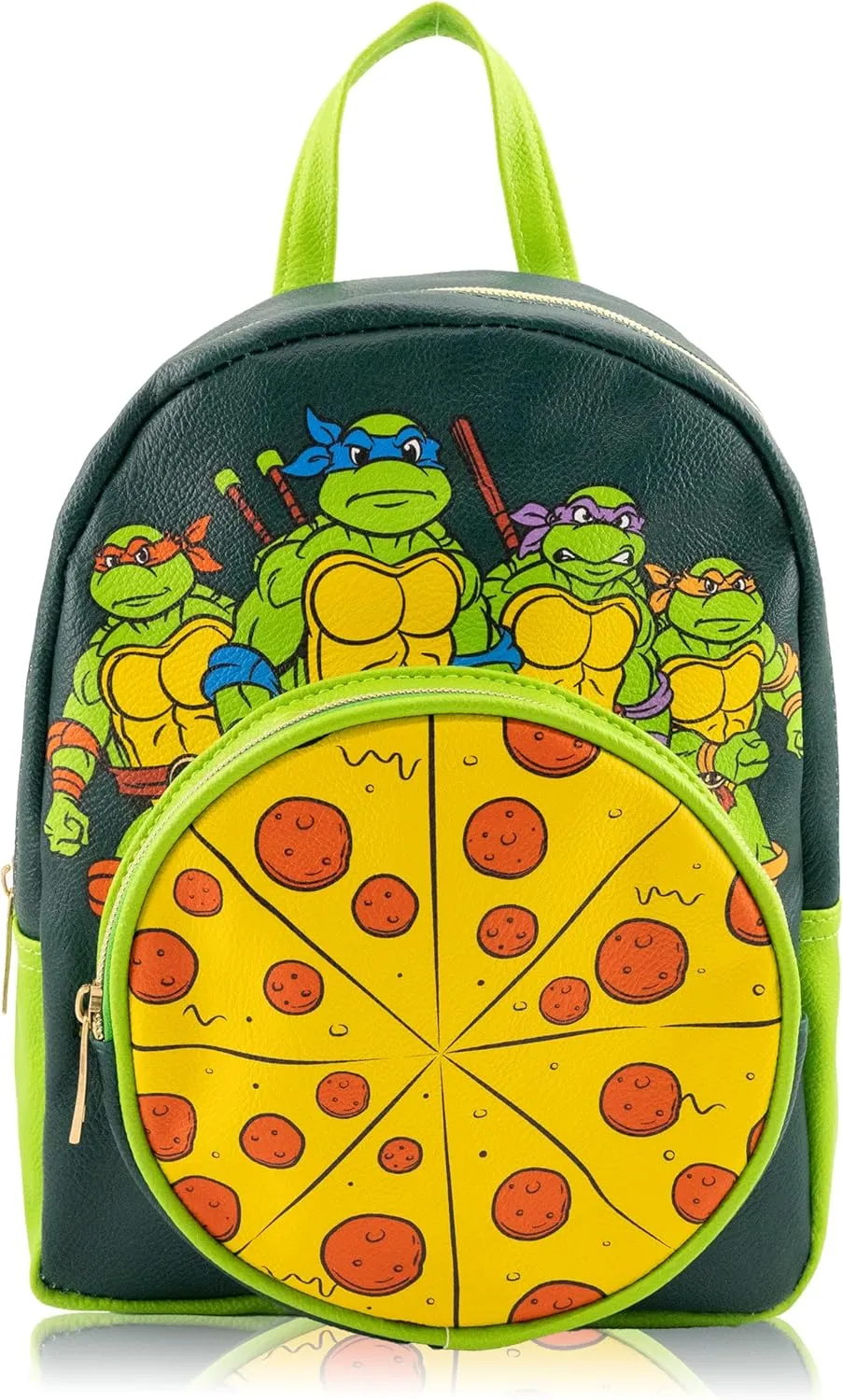 Fast Forward Teenage Mutant Ninja Turtles Backpack for Boys, Girls, Women, Men, Unisex | Cute PU Leather 10" Mini Backpack Purse Shoulder Purse | Teenage Mutant Ninja Turtles Bag and Accessories