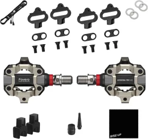 Favero Assioma PRO MX-2, Dual-Sensing Side Pedal Based Cycling MTB Power Meter with Extra Cleats, MTB-Compatible SPD Cleats, Bluetooth and ANT  Connectivity for Cycling GPS Computers & Smartphones