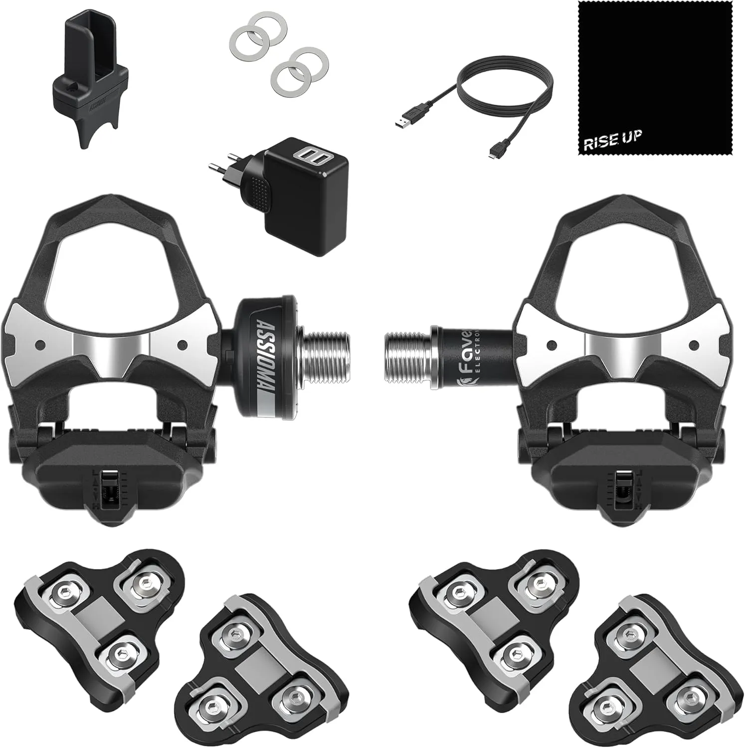 Favero Assioma UNO, Single-Sensing Side Pedal Based Cycling Power Meter with Extra Cleats, Bluetooth & ANT  Connectivity for Bike Computers, Cycling GPS Units, & Smartphones