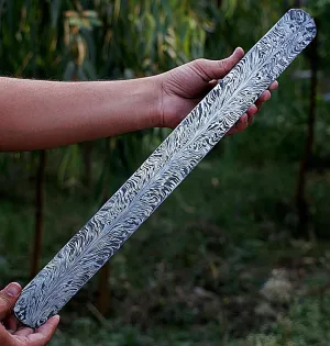 Feather Damascus Billet - Knife Making Supplies - Damascus Bar Stock 20 Inches 3783