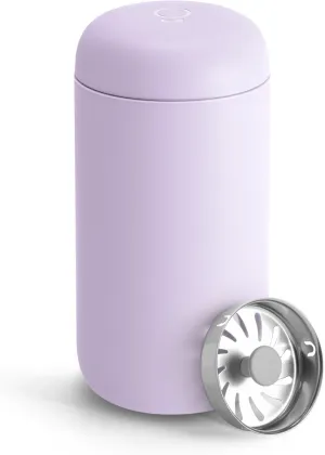 Fellow 12 oz Carter Move Travel Mug - Vacuum-Insulated Stainless Steel Travel Coffee Mug - Coffee Tumbler with Ceramic Interior and Splash Guard - Lavender Purple