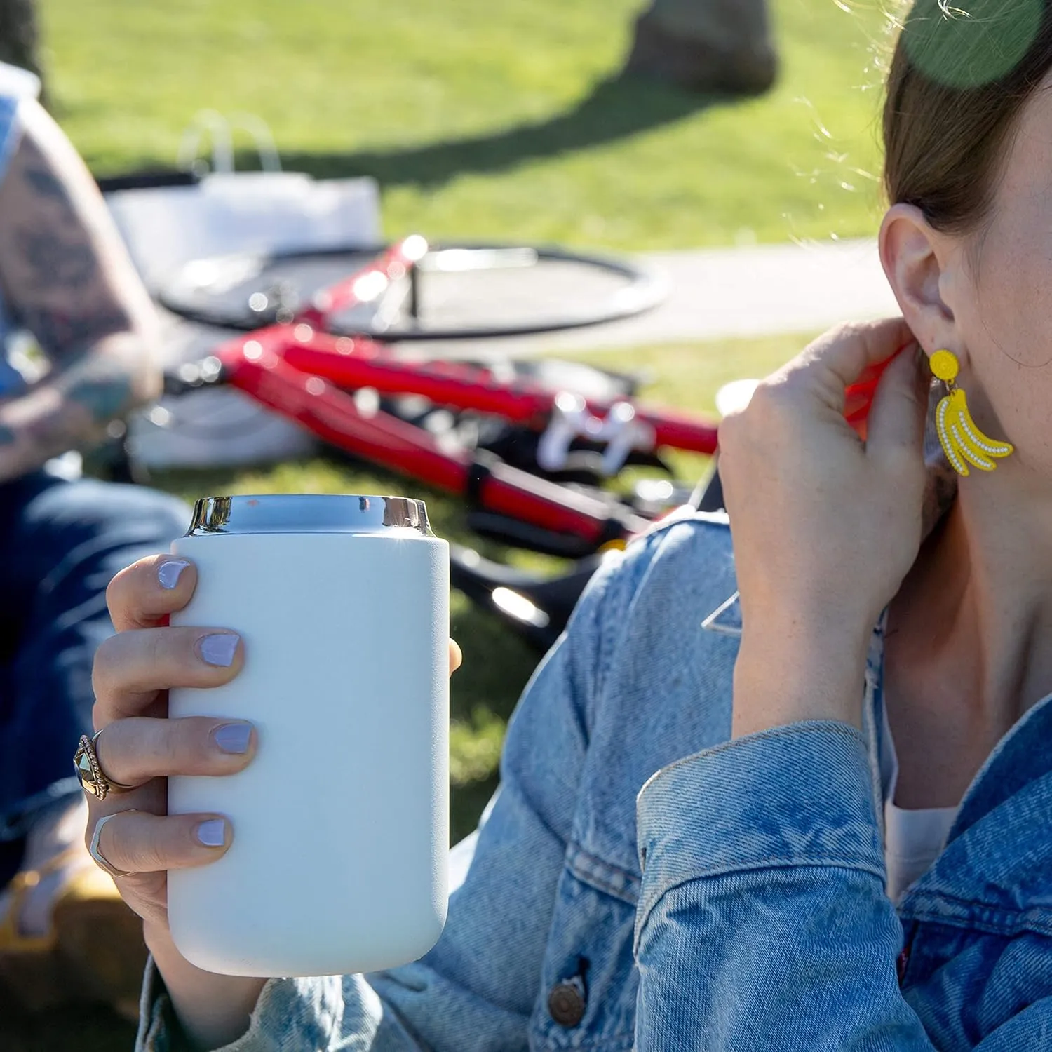 Fellow 16 oz Carter Wide Travel Mug - Wide Mouth Vacuum-Insulated Stainless Steel - Tea and Coffee Tumbler - Travel Coffee Mug with Ceramic Interior - Matte White