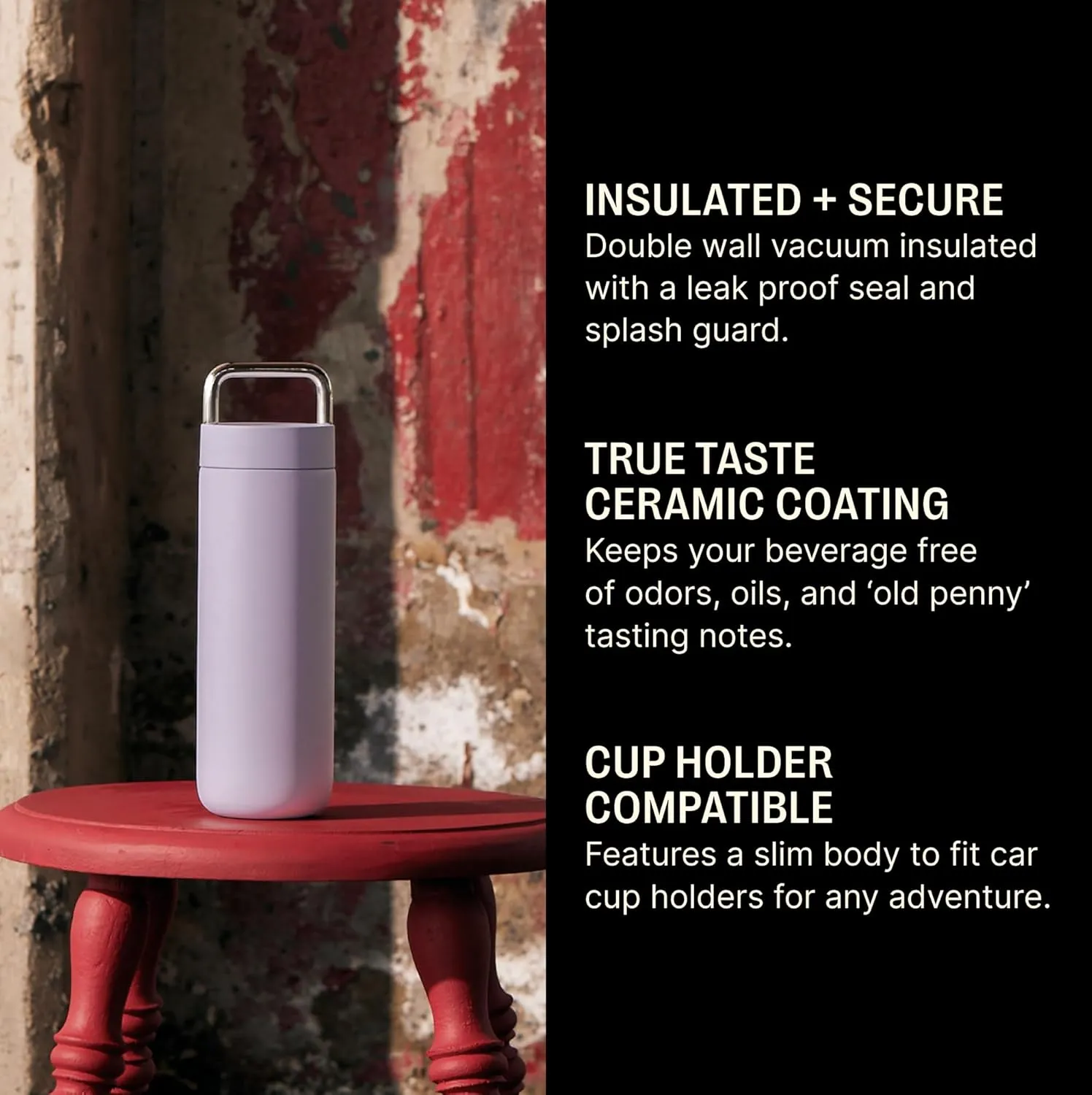 Fellow 20 oz Carter Carry Vacuum Insulated Tumbler for Water, Tea, Coffee, Smoothies, & more - Stainless Steel - Keeps Heat for 12 Hours/Stays Cold for 24 Hours-Leak-Proof Seal-Slim Width-Peri Twinkle