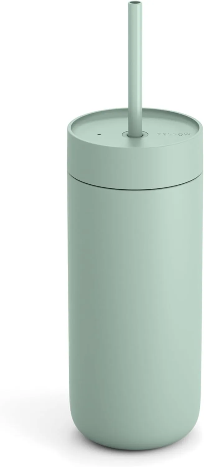 Fellow 20 oz Carter Cold Water Bottle for Water, Iced Tea, Coffee, Smoothies, Iced Coffee & more - Stainless Steel Vacuum-Insulated Iced Coffee tumbler with Spill Resistant lid and straw - Mint Chip