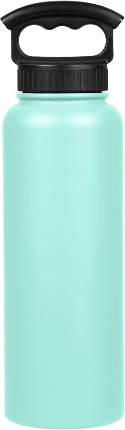 FIFTY/FIFTY Double Wall Vacuum Insulated Water Bottle, Stainless Steel, Wide Mouth with Three Finger Cap